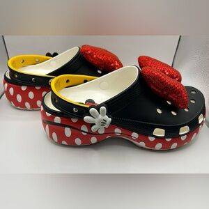 Crocs Disney Minnie Mouse Red Sequins Ears Women’s 8 Black White Red Comfort